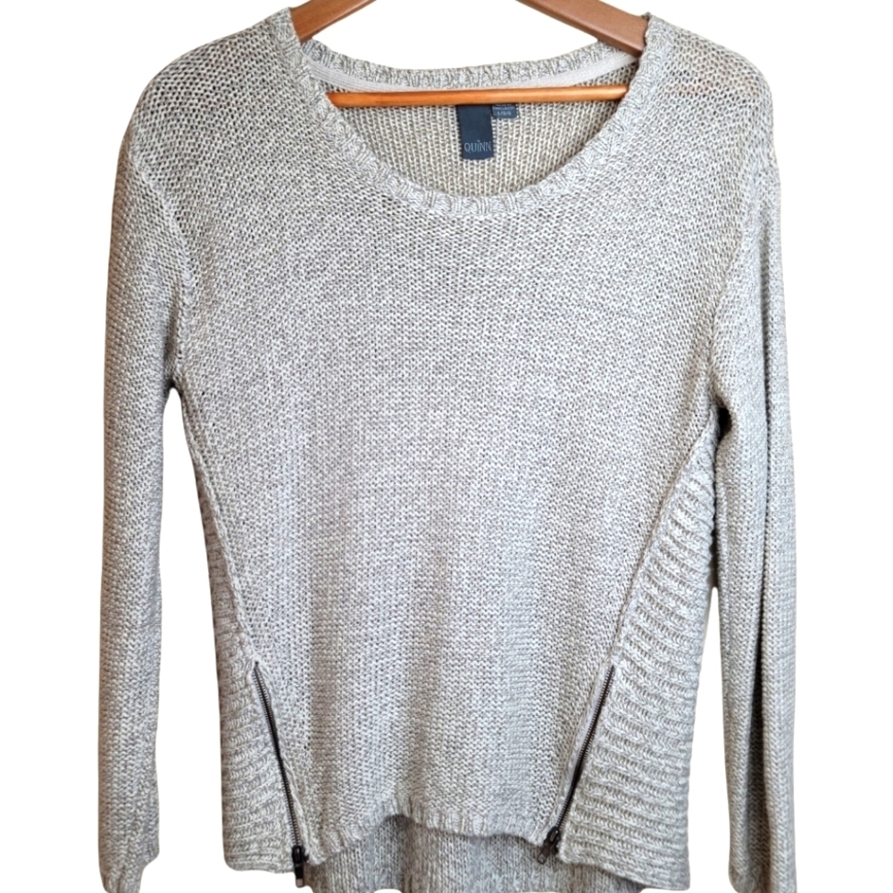 QUINN Double Zipper‎ Scoop Neck Sweater
